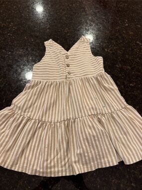 Rylee + Cru Beige and White Striped Tiered Dress